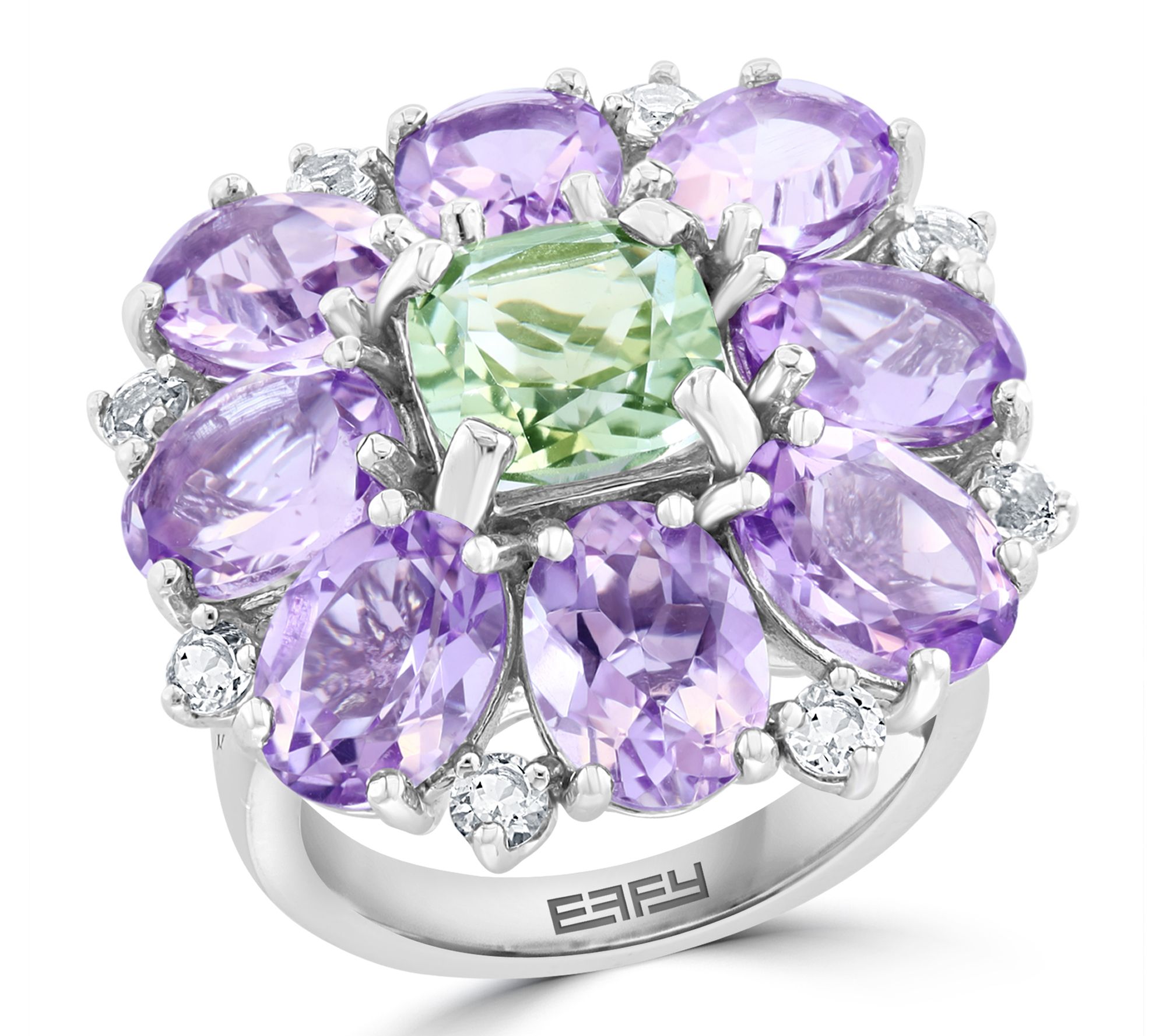 Effy Green & Purple Amethyst Flower Ring, Sterling Silver