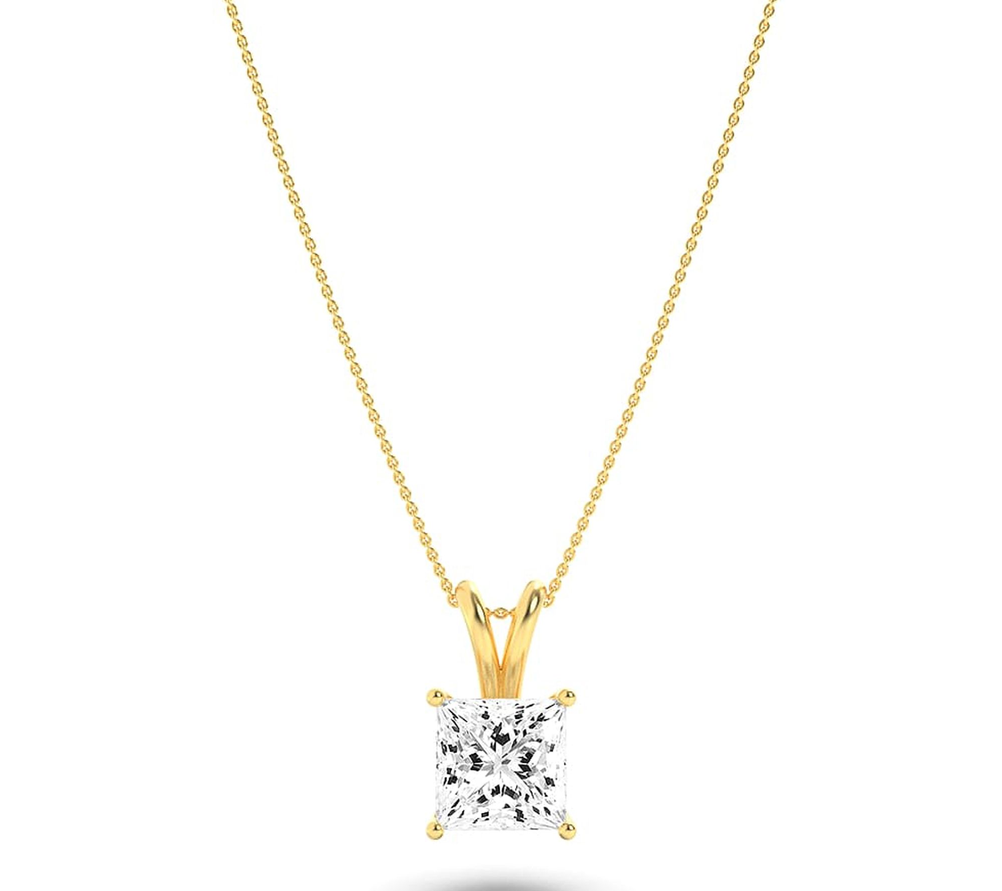 Fire Light 3.00 cttw Lab Grown Diamond PrincessNecklace, 14K