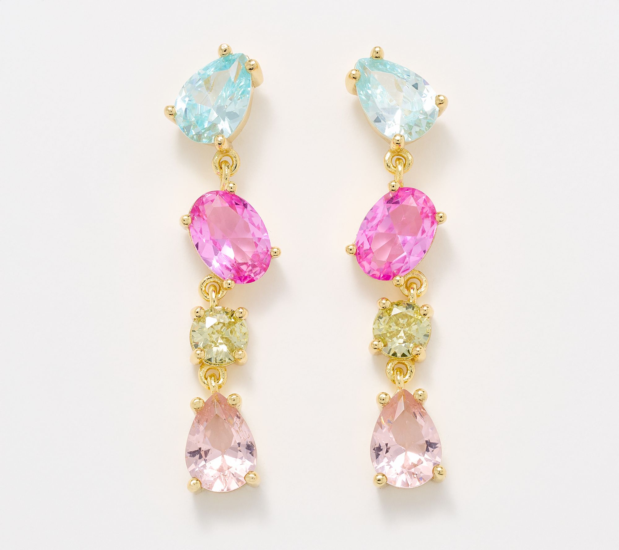 Diamonique Multi 4-Stone Dangle Earrings, Sterling Silver