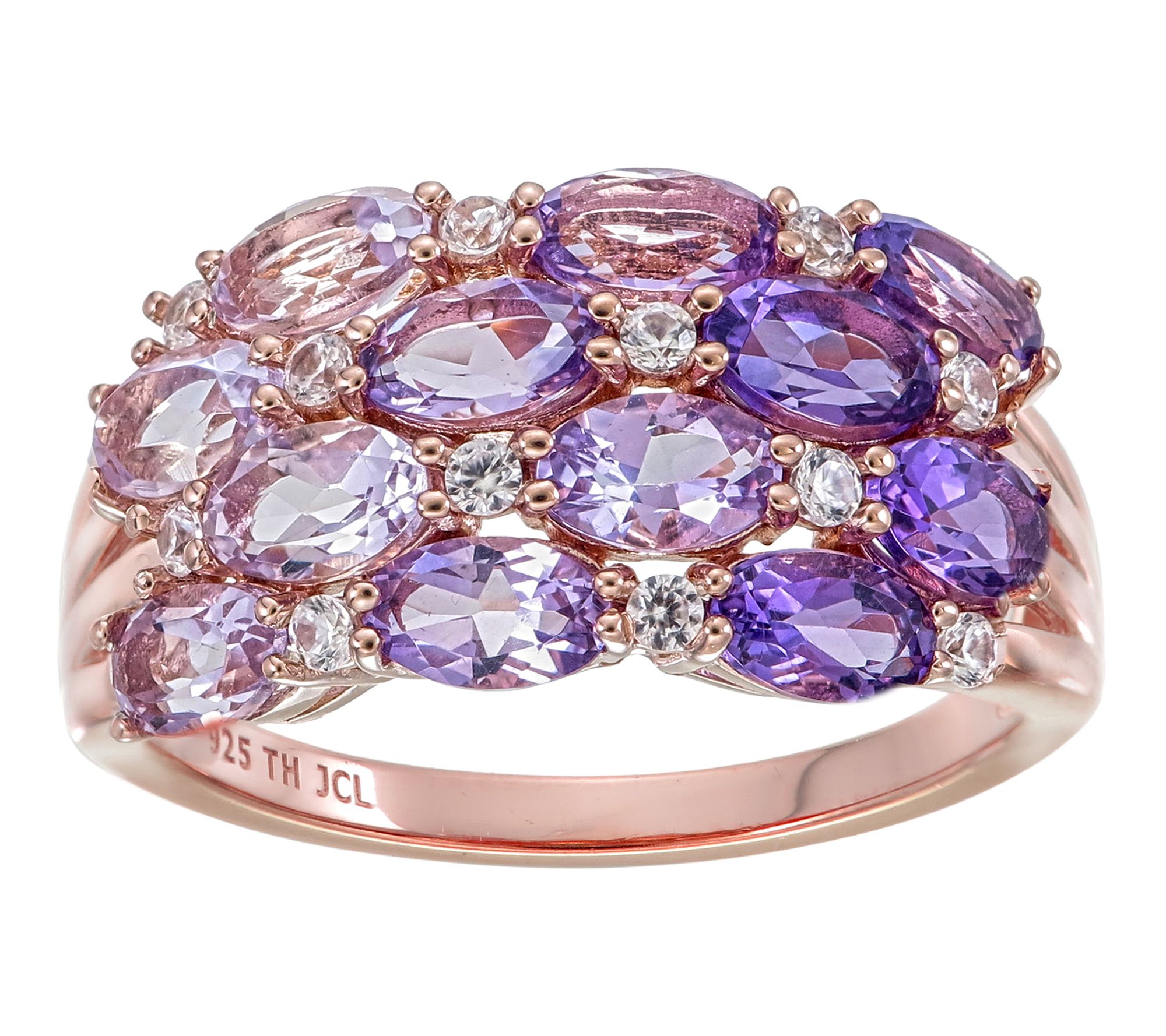 Affinity Gems Oval Ombre Cluster Multi -Row Band Ring, Sterling