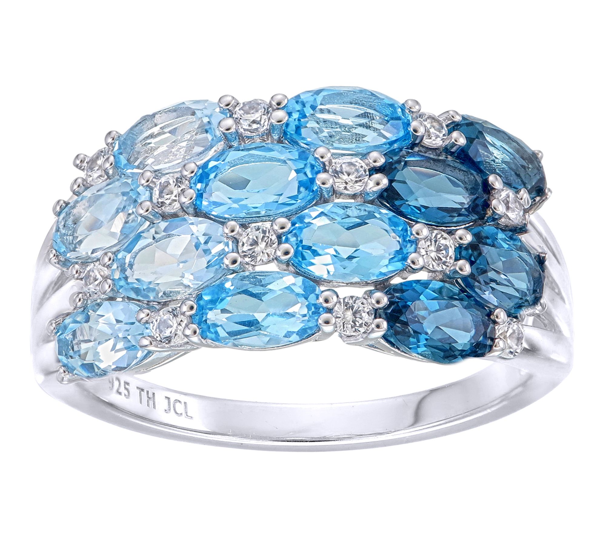 Affinity Gems Oval Ombre Cluster Multi -Row Band Ring, Sterling