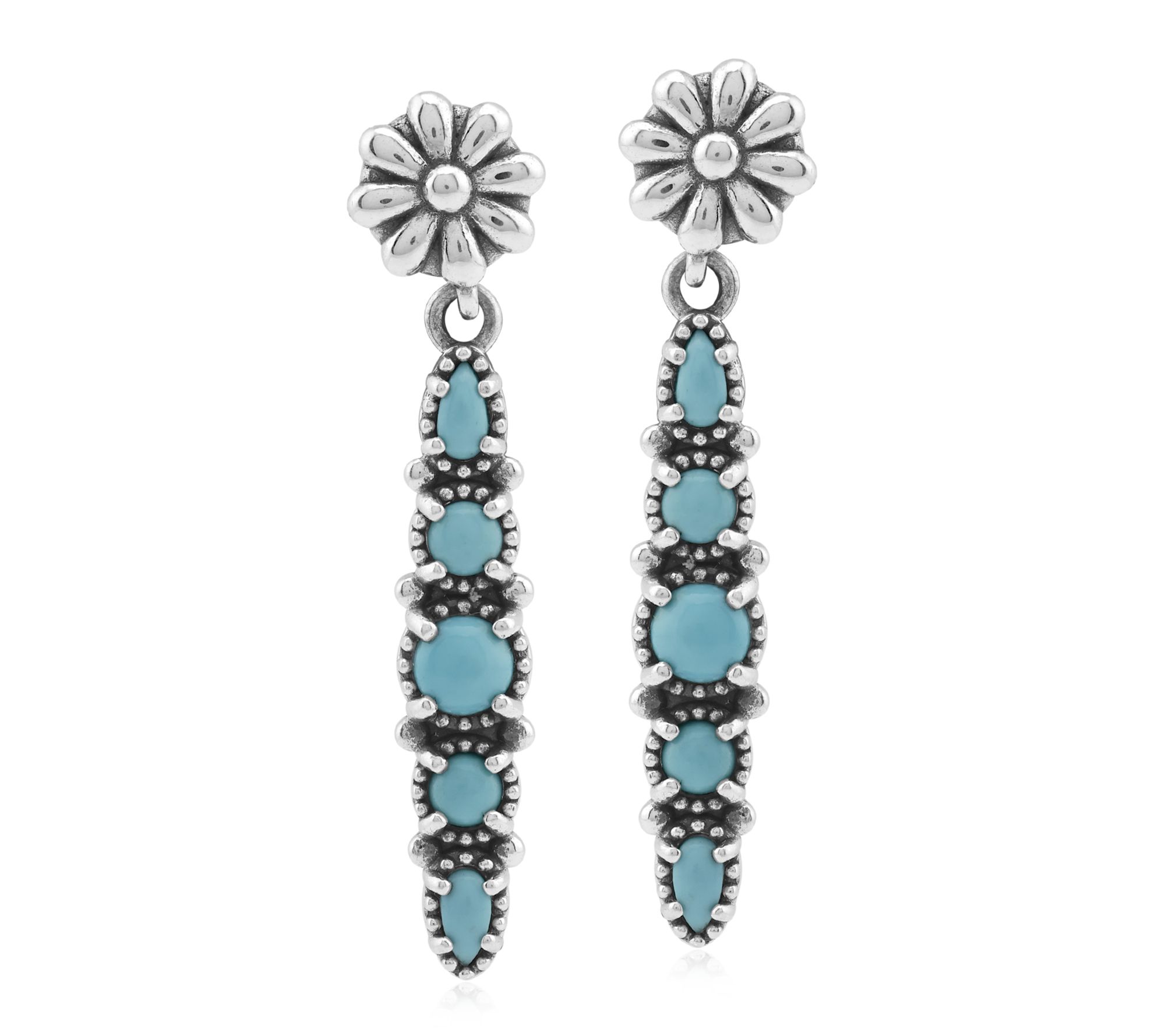 American West Sterling Five Gemstone Linear Pos t Earrings