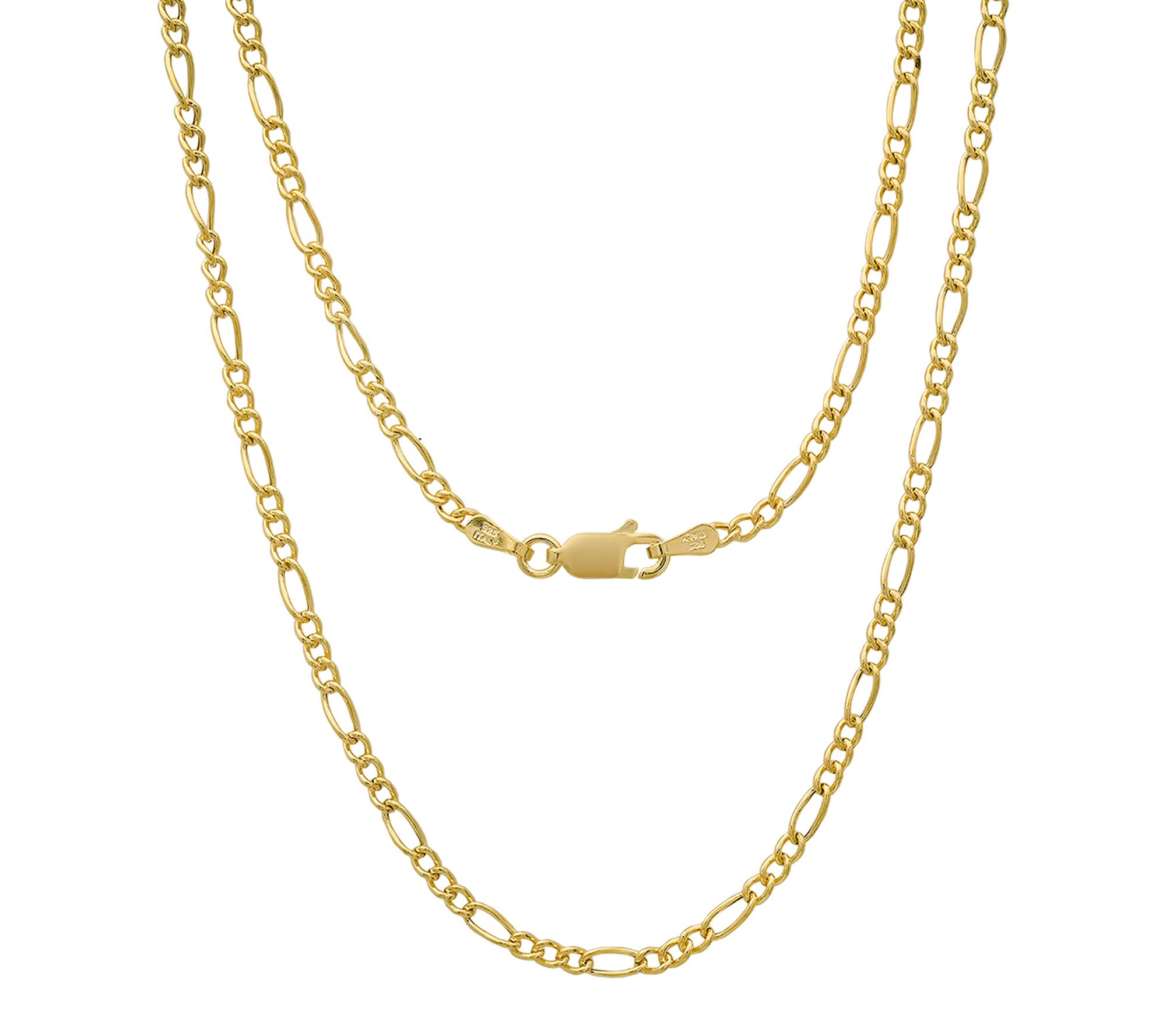 Silver Style Figaro Chain Necklace, Sterling Silver