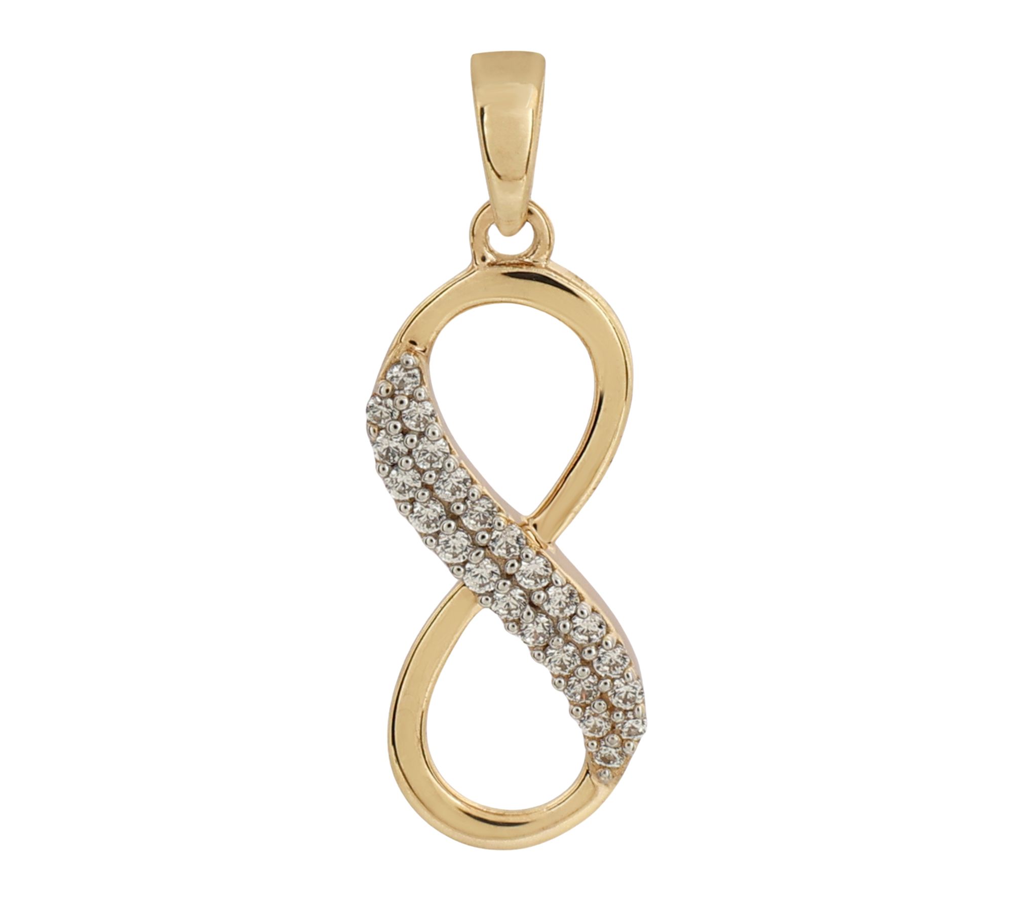 Diamonique Infinity Pendant, 14K Gold Plated