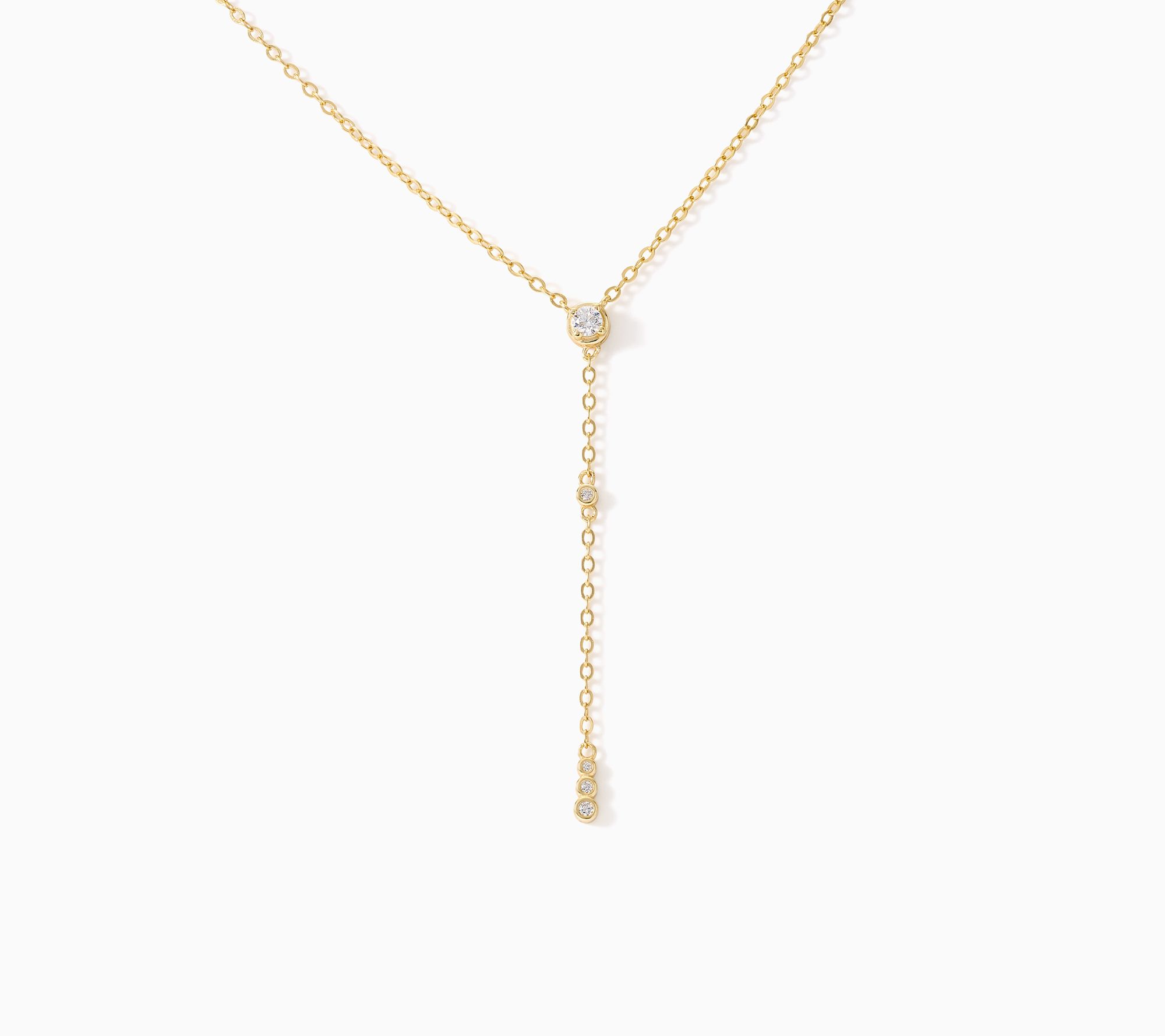 Diamonique Classics Dainty Lariate Necklace, Sterling Silver