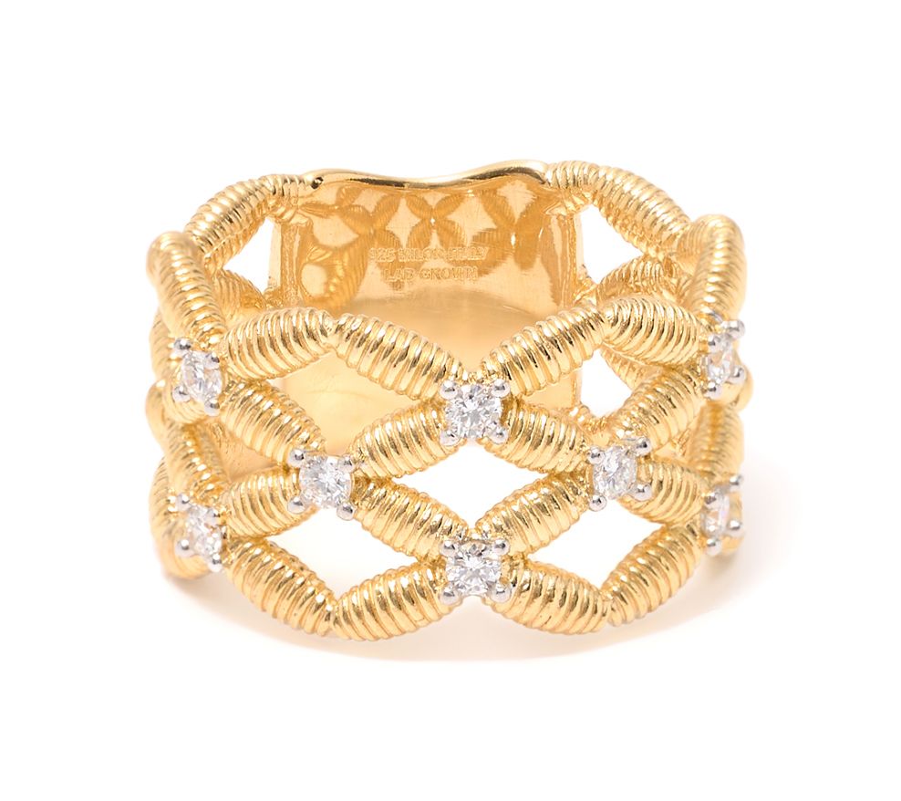 "As Is" David Markstein 0.24 cttw Lab Grown Diamond Lattice SS Ring