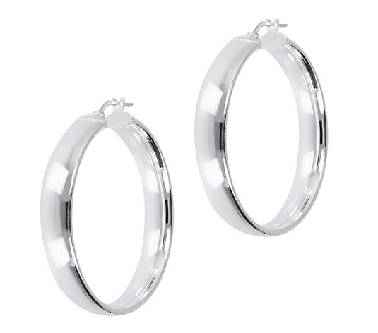 UltraFine Silver 1-1/2" Polished Round Hoop Earrings