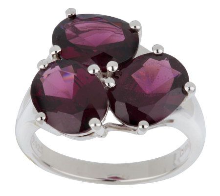 Sterling 5.30 ct tw Rose Blush Garnet 3 Stone Ring - QVC.com