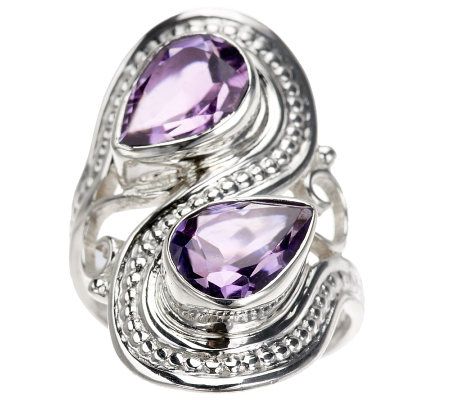 Artisan Crafted Sterling 2.00 ct Amethyst Bypass Ring - QVC.com