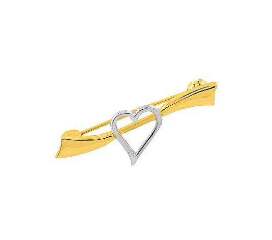 Two-tone Solid Heart Pin, 14K Gold