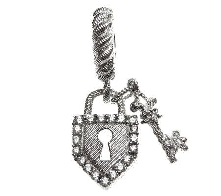 Judith Ripka Sterling Lock & Key Necklace