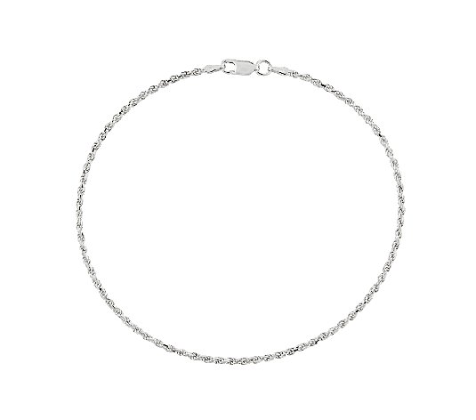 Sterling Diamond-Cut Rope Chain Ankle Bracelet