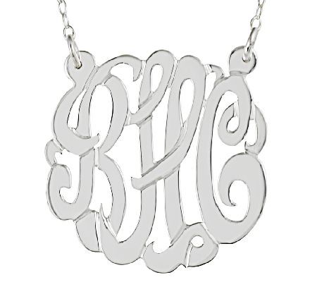 Sterling 7/8 Personalized Script Monogram Necklace 