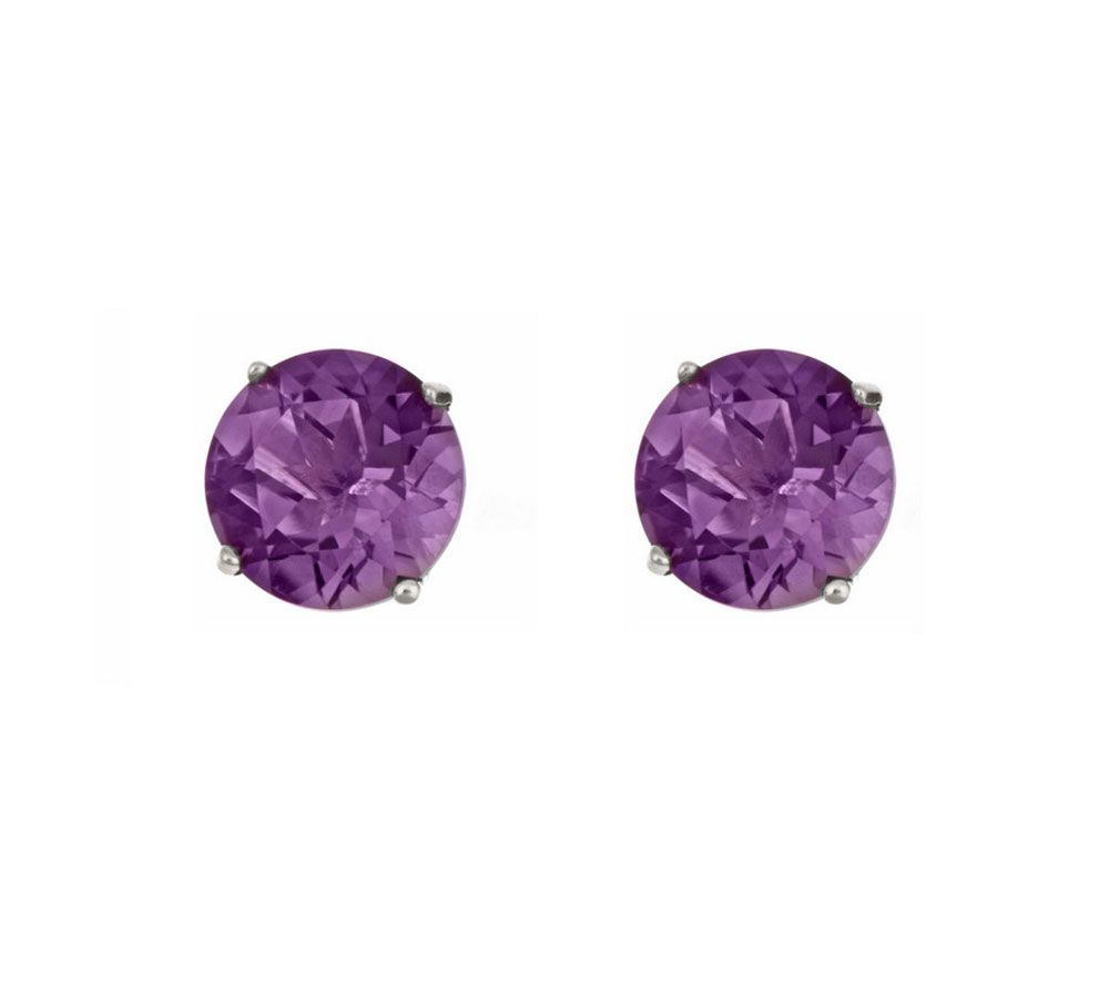 5mm Round Semi-Precious Gemstone Stud Earrings,14K White Gold