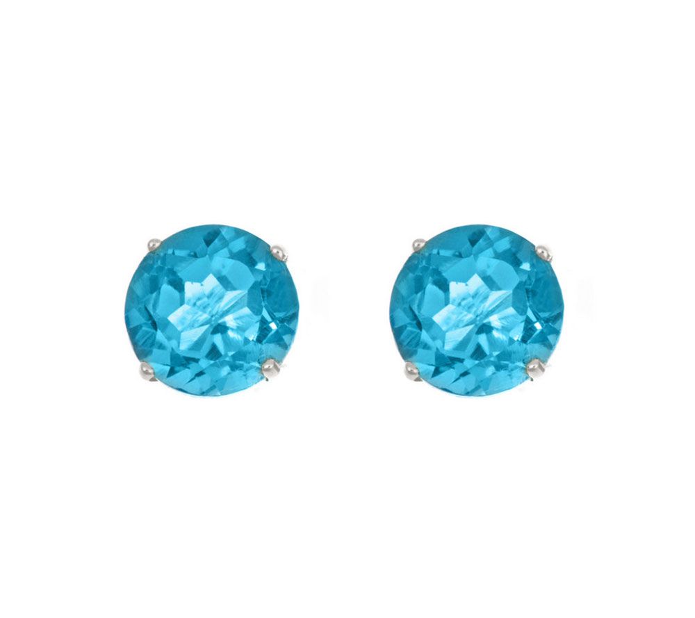 5mm Round Semi-Precious Gemstone Stud Earrings,14K White Gold