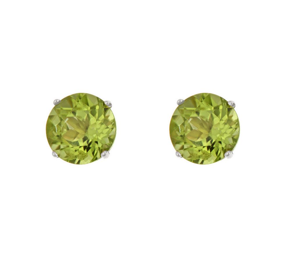 5mm Round Semi-Precious Gemstone Stud Earrings,14K White Gold