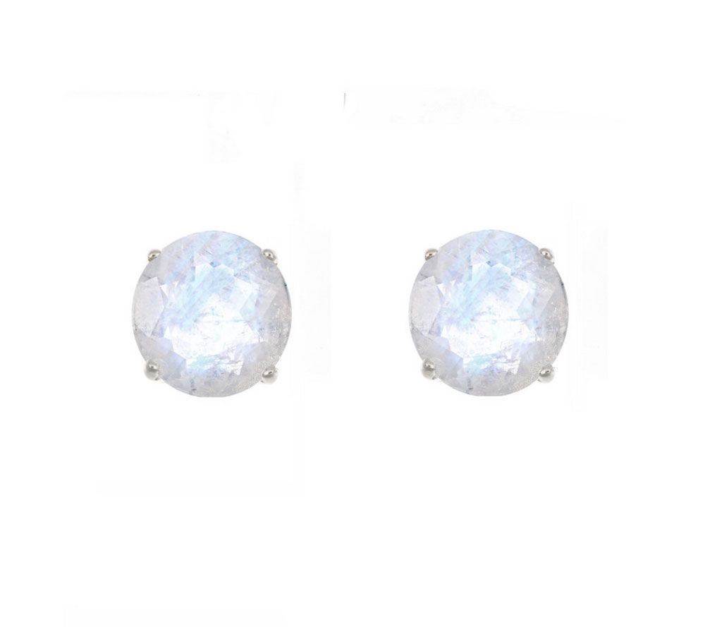 5mm Round Semi-Precious Gemstone Stud Earrings,14K White Gold