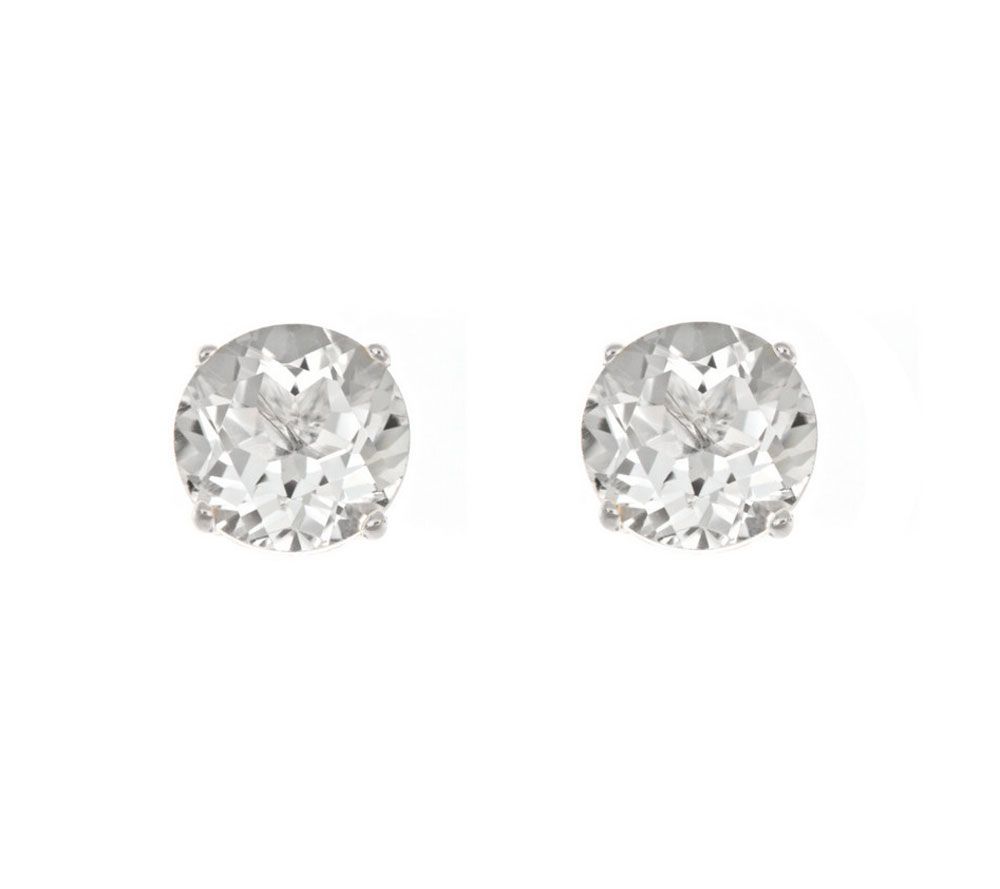 5mm Round Semi-Precious Gemstone Stud Earrings,14K White Gold