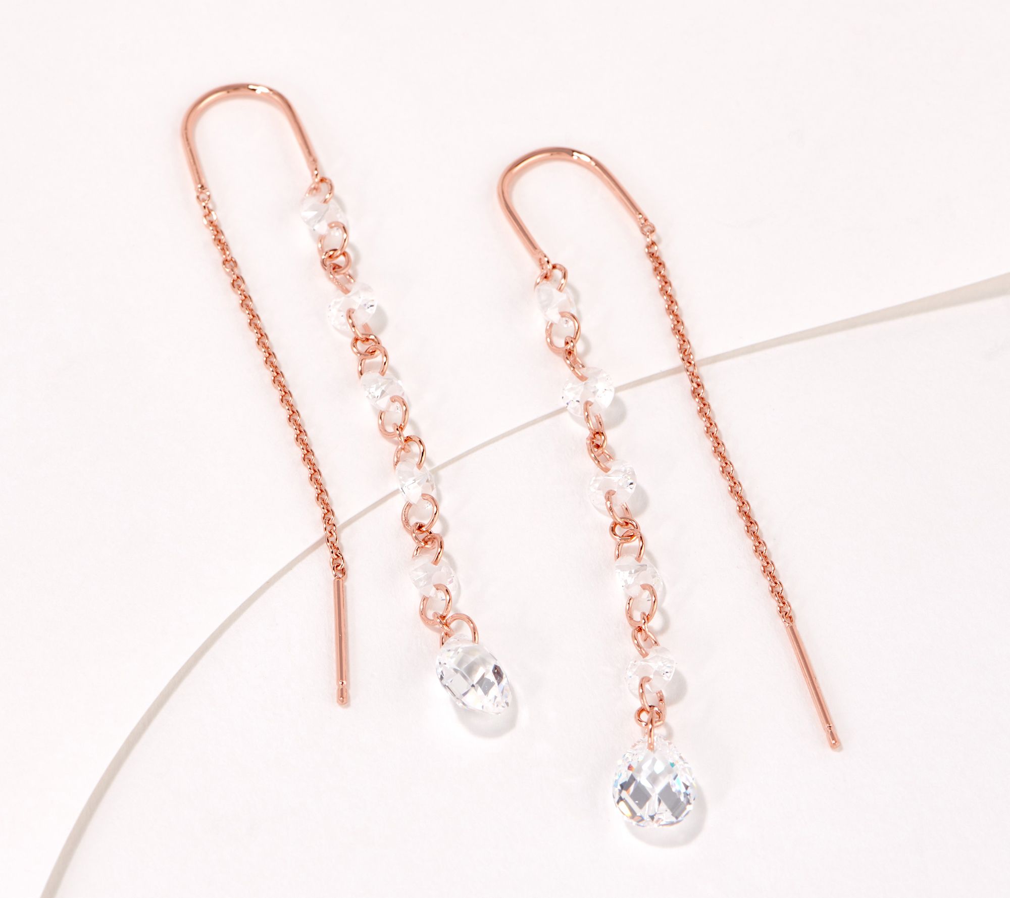 Round Clear Crystal Cubic Zirconia Threader Earrings - A New Day