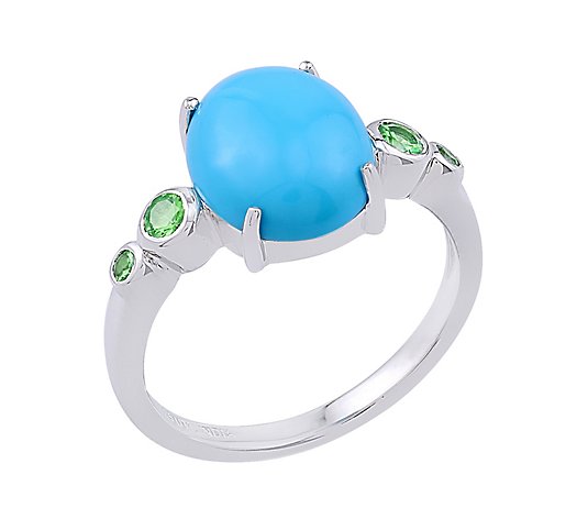 Generation Gems Turquoise & Tsavorite Ring, Sterling Silver