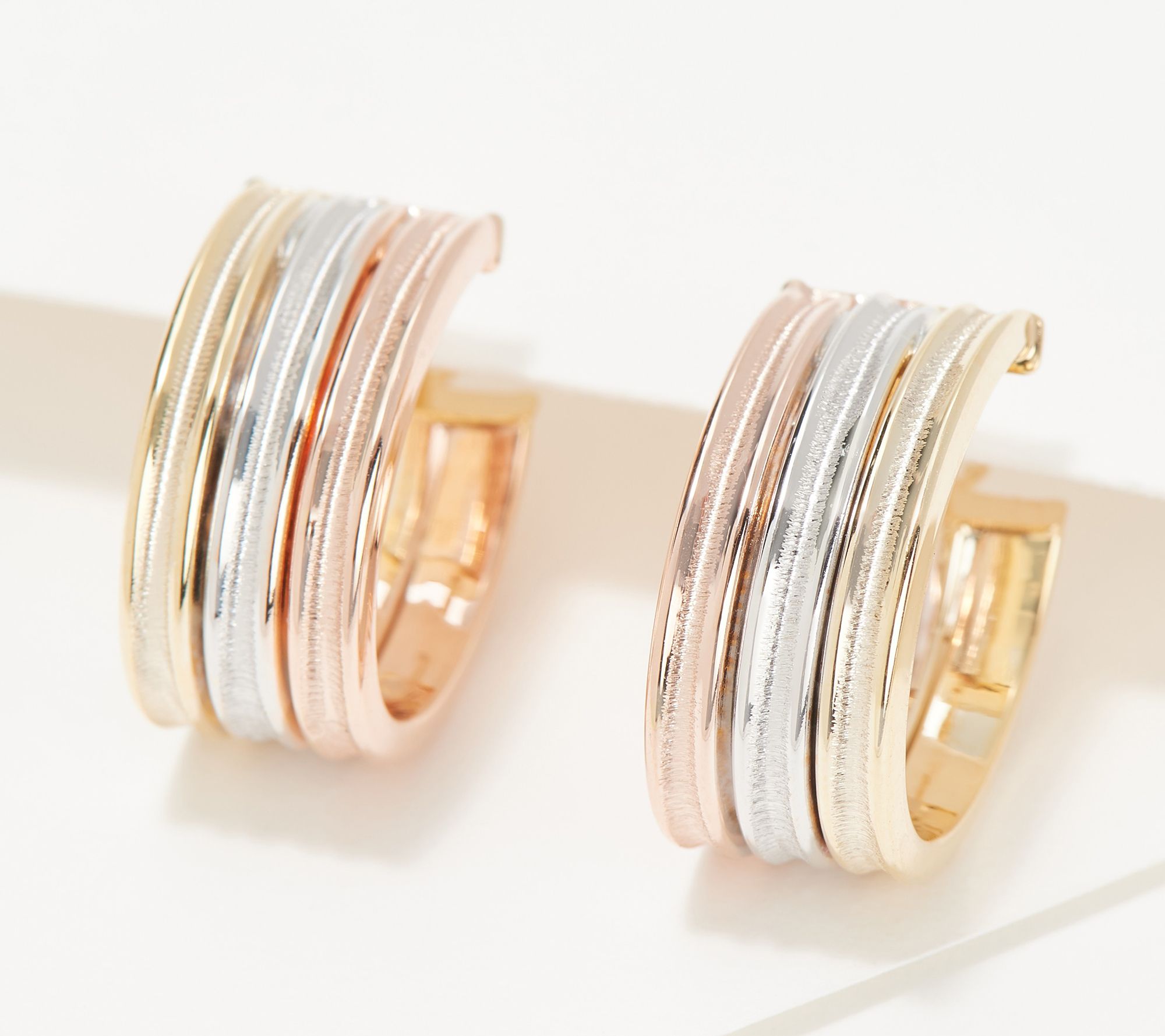 Italian Gold 14K Gold Satin Finish Wide Hoop Earrings