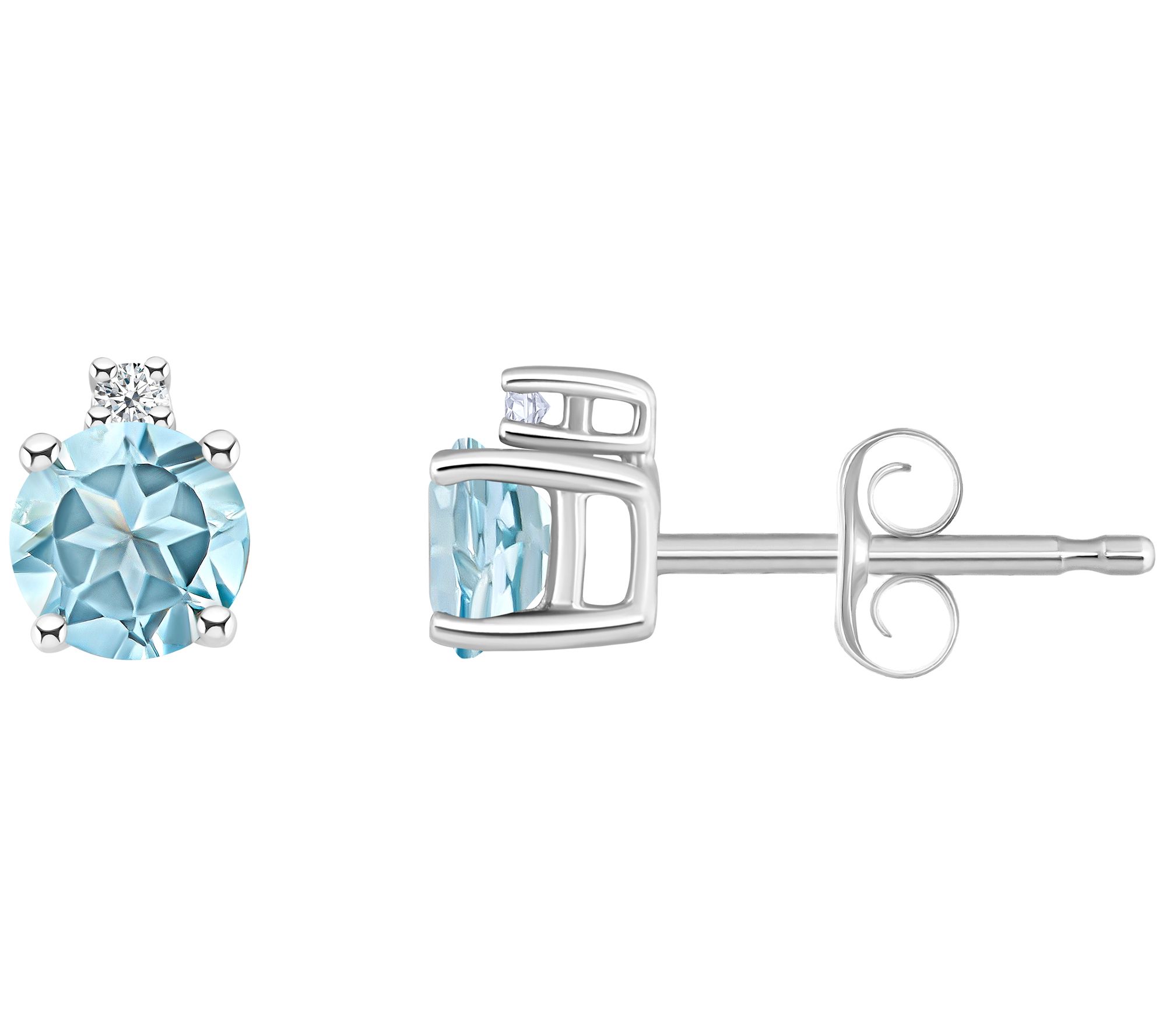 14K Round 0.45 cttw Aquamarine & Diamond AccentEarrings