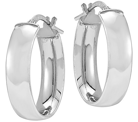 Sterling Oval Hoop Earrings by Silver Style - QVC.com