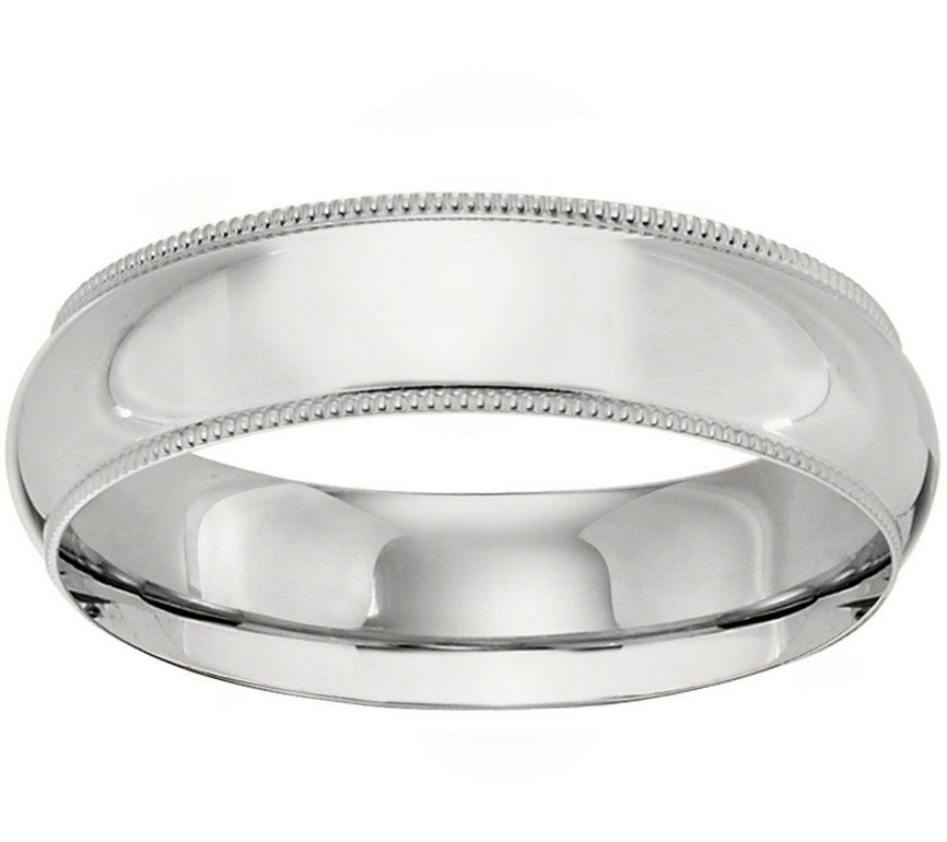 18K White Gold Men S 6mm Milgrain Wedding Band QVC Com   J376223.001