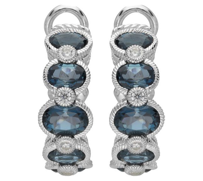 Judith Ripka Sterling Blue Topaz J Hoop Earrings Qvc Com