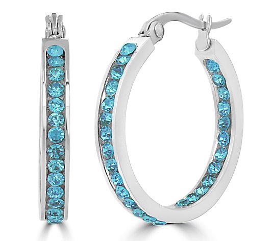 Steel by Design Crystal Birthstone Inside-Out Hop Earrings