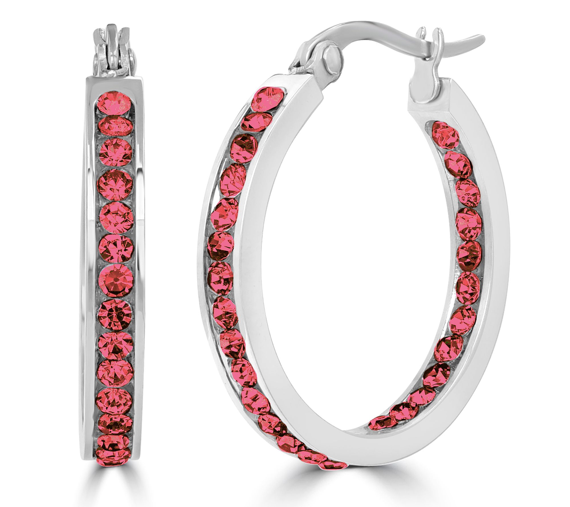 Steel by Design Crystal Birthstone Inside-Out Hop Earrings