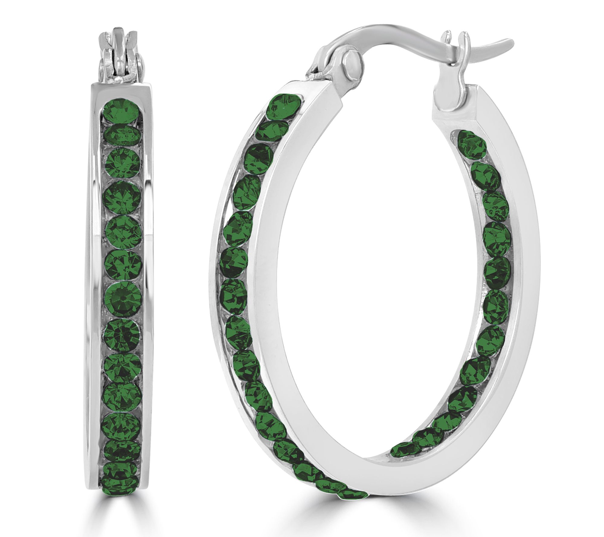 Steel by Design Crystal Birthstone Inside-Out Hop Earrings