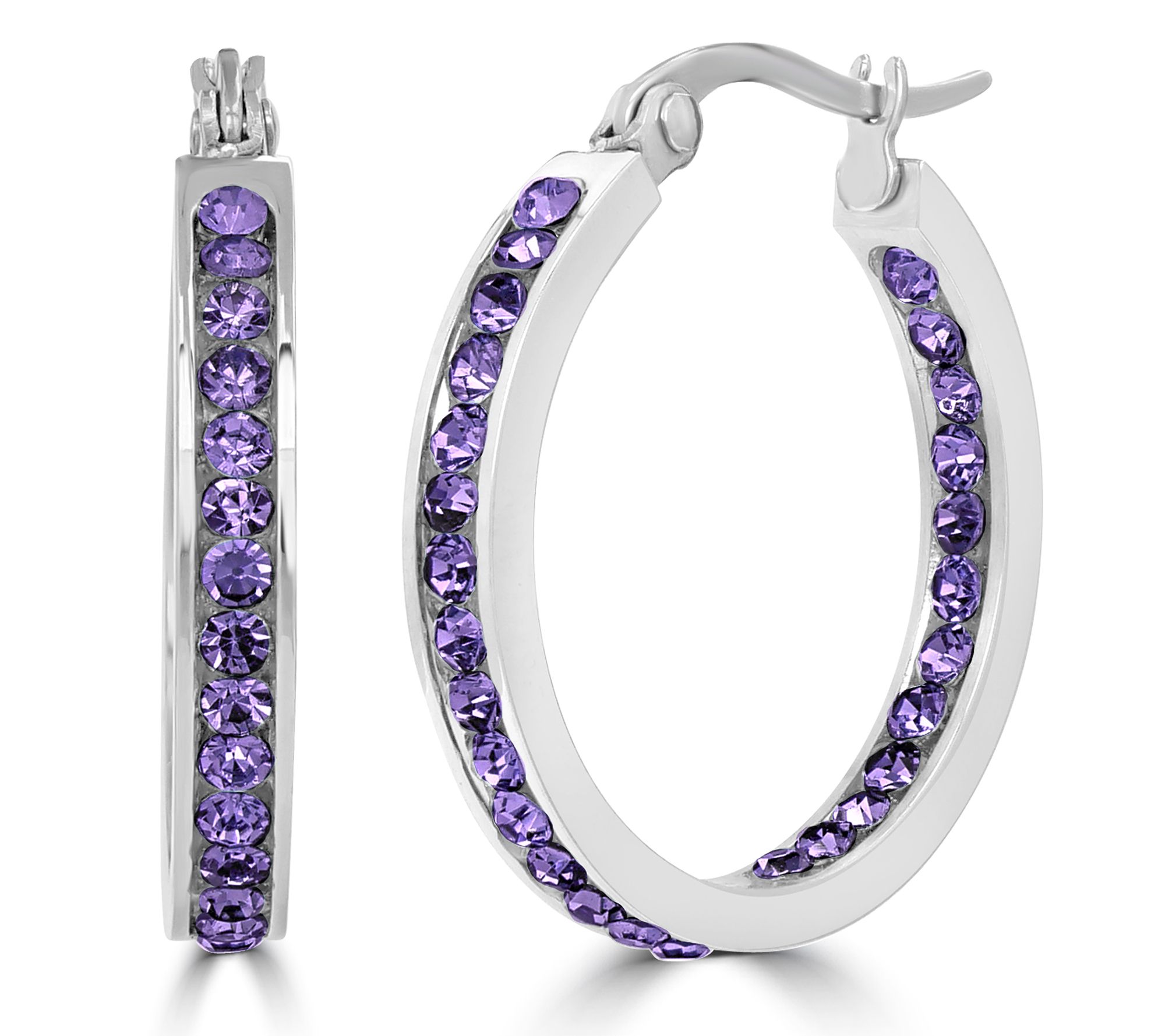 Steel by Design Crystal Birthstone Inside-Out Hop Earrings