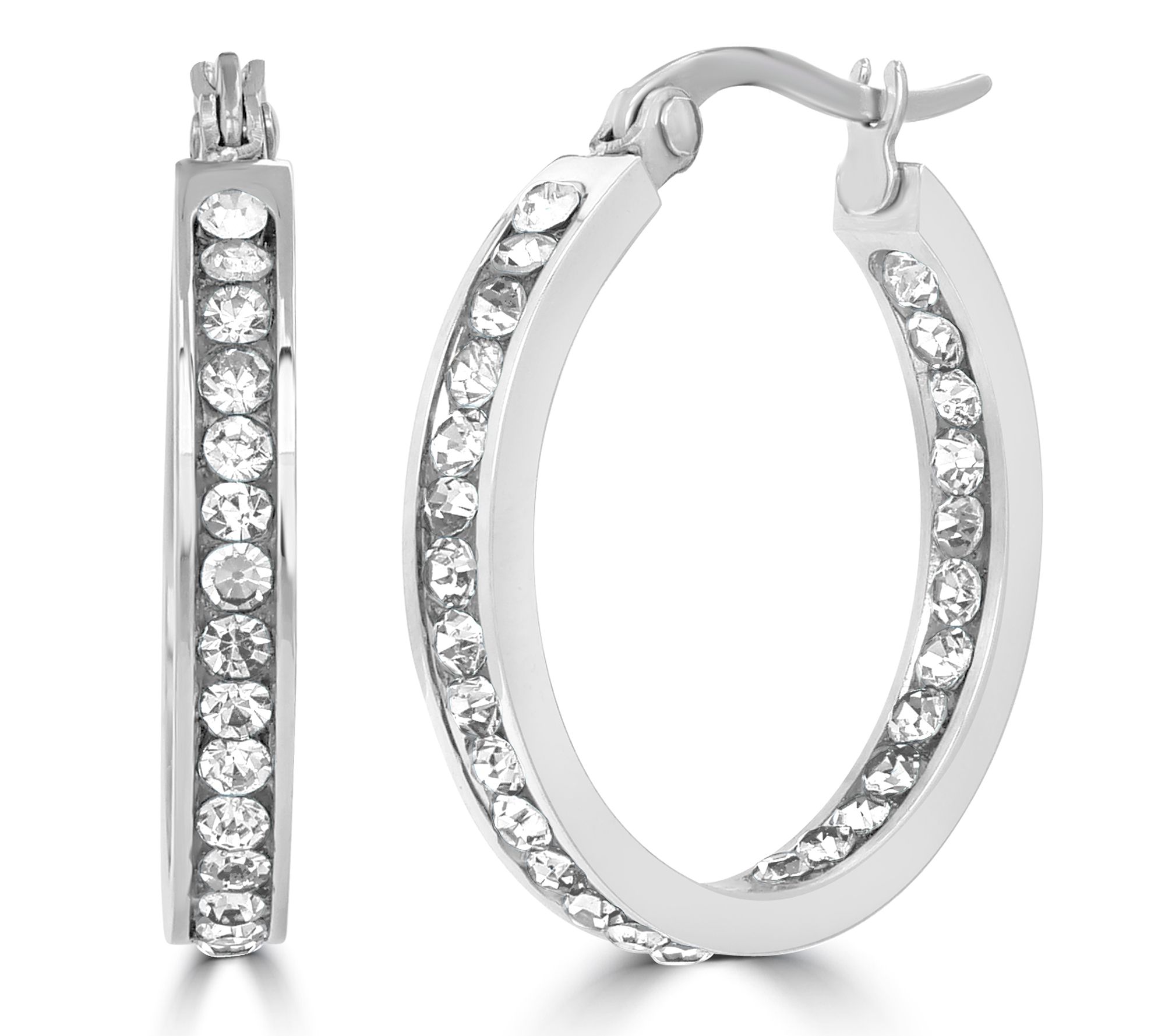 Steel by Design Crystal Birthstone Inside-Out Hop Earrings