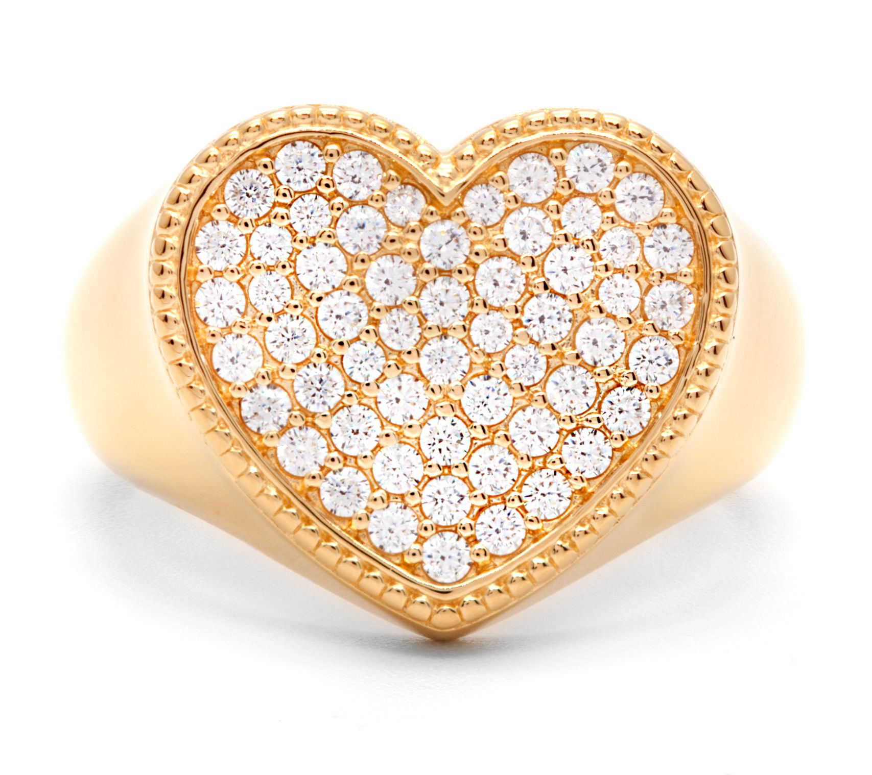 Diamonique 0.50 cttw Heart Signet Ring, Sterling Silver