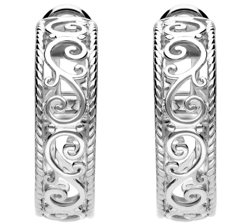 Elyse Ryan Sterling Silver Sroll Hoop Earrings
