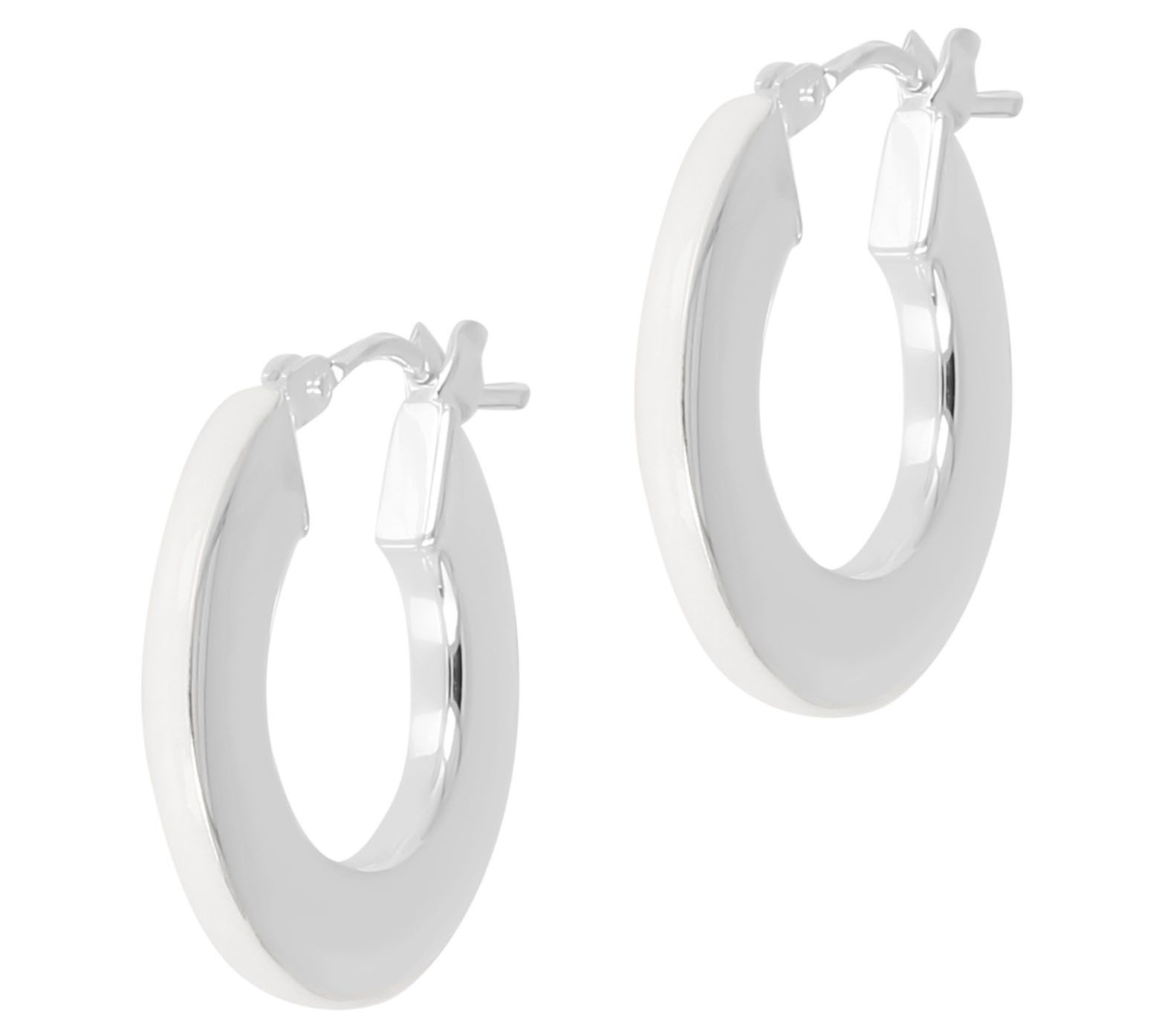 Italian Silver Enamel Hoop Earrings, Sterling Slver