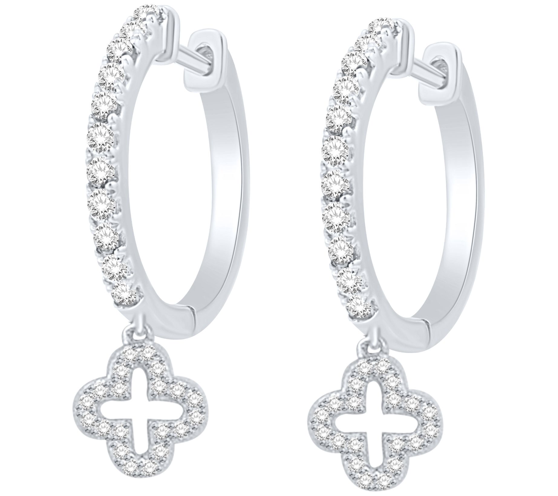 Affinity Diamonds Floral Hoop Earrings, Sterling Silver