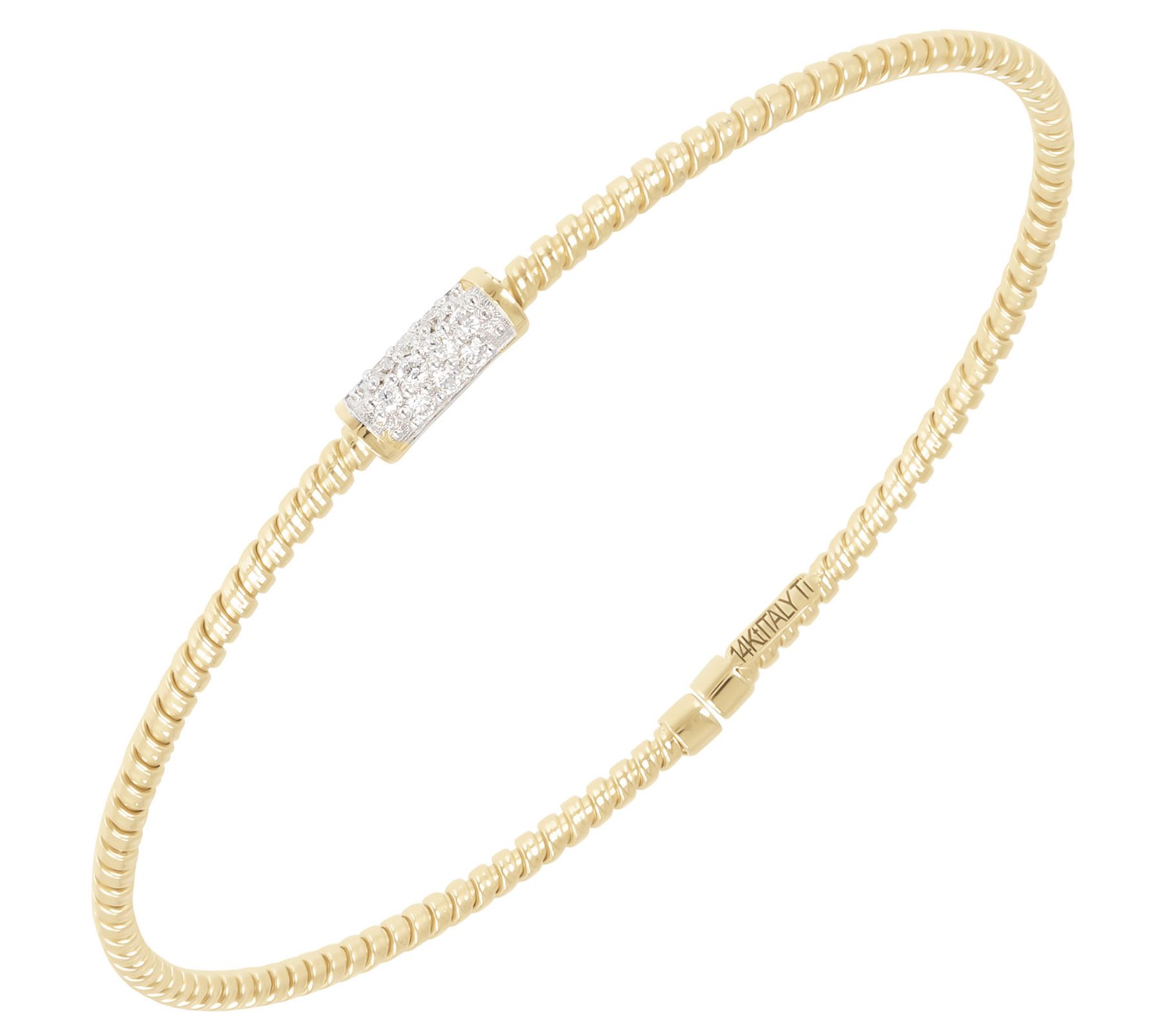 14K Yellow Gold Soft Bangle Bracelet with Diamonds, Ballard & Ballard