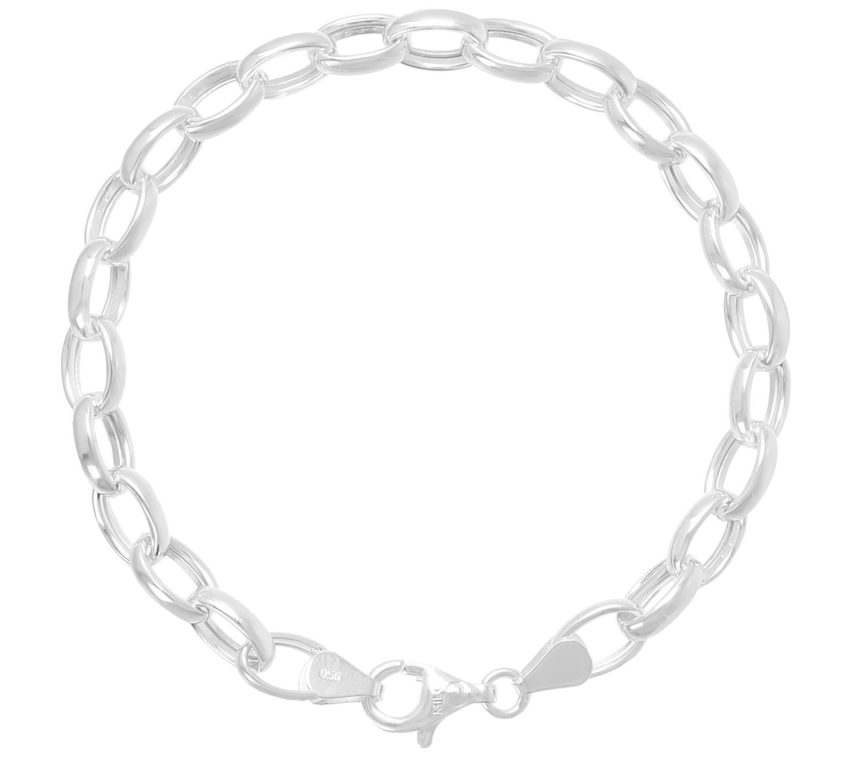 UltraFine Silver Polished Oval Rolo Link Bracelet, 6.1g