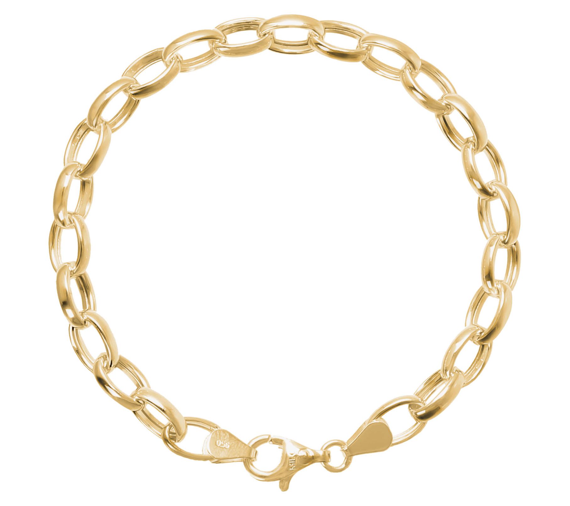 UltraFine Silver Polished Oval Rolo Link Bracelet, 6.1g