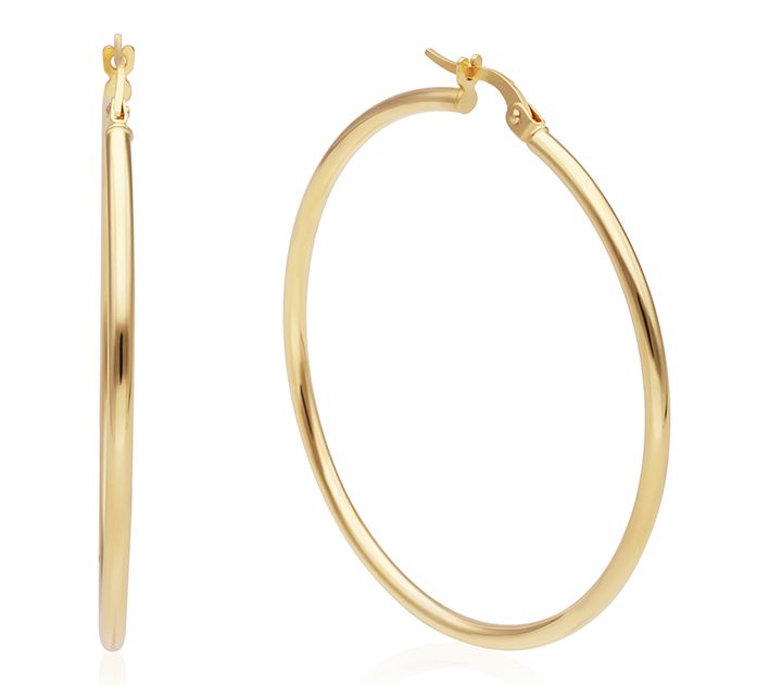 Adi Paz 14K Gold 1-3/4" Thin Hoop Earrings