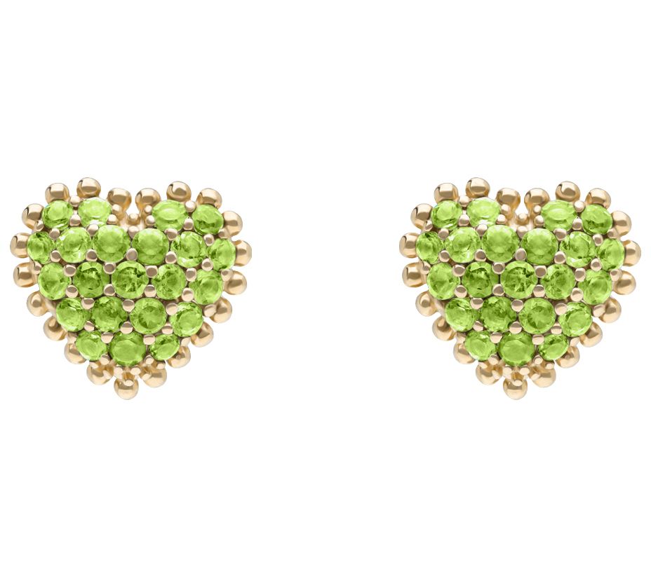 Elyse Ryan 14K Gold Clad Pave Gemstone Heart Stud Earrings