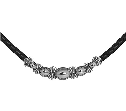 American West Classics Sterling Silver Leather Necklace - QVC.com