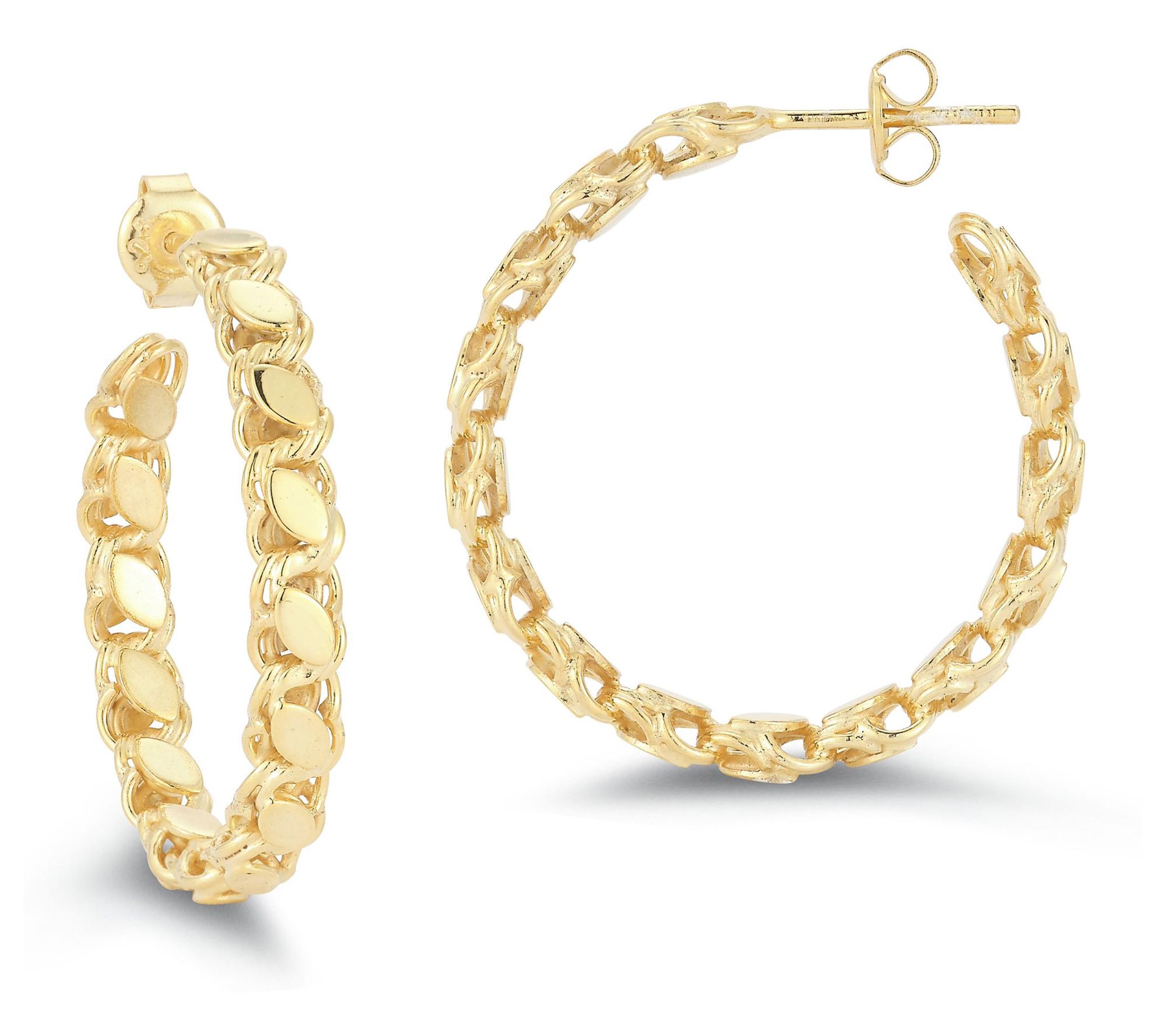 Sterlina Silver Medium Chain Hoop Earrings, Sterling