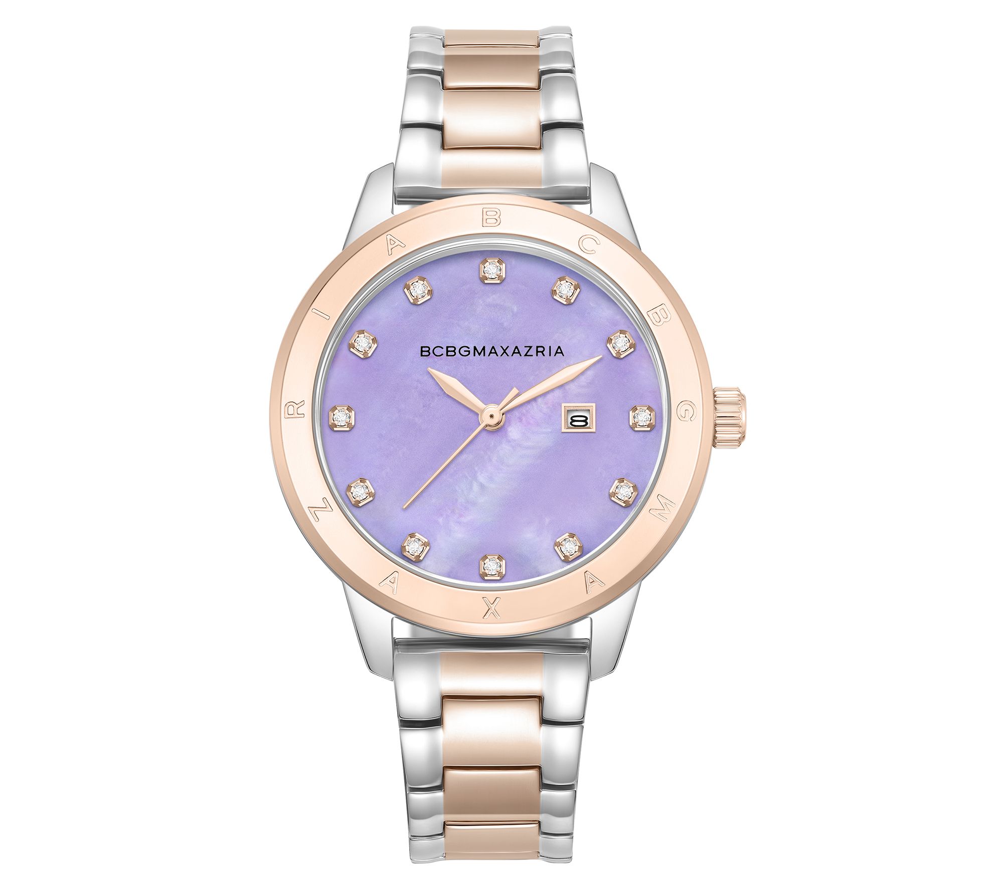 BCBGMAXAZRIA Women s Two Tone Lilac Mother of Pearl Watch QVC