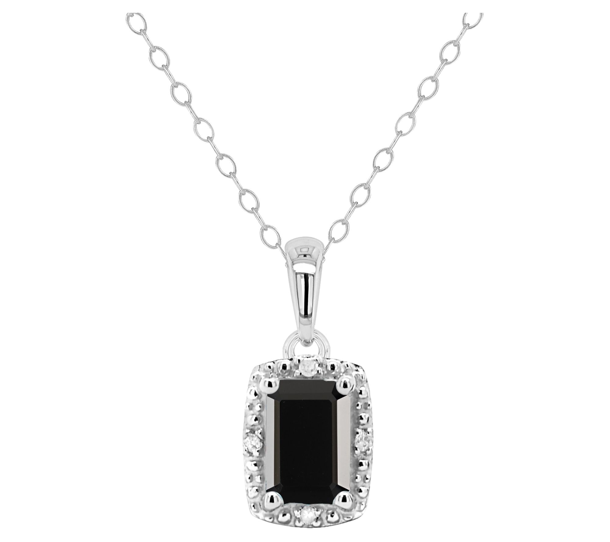 Affinity Gems Emerald Cut Gemstone & Diamond Pendant w/ Chain