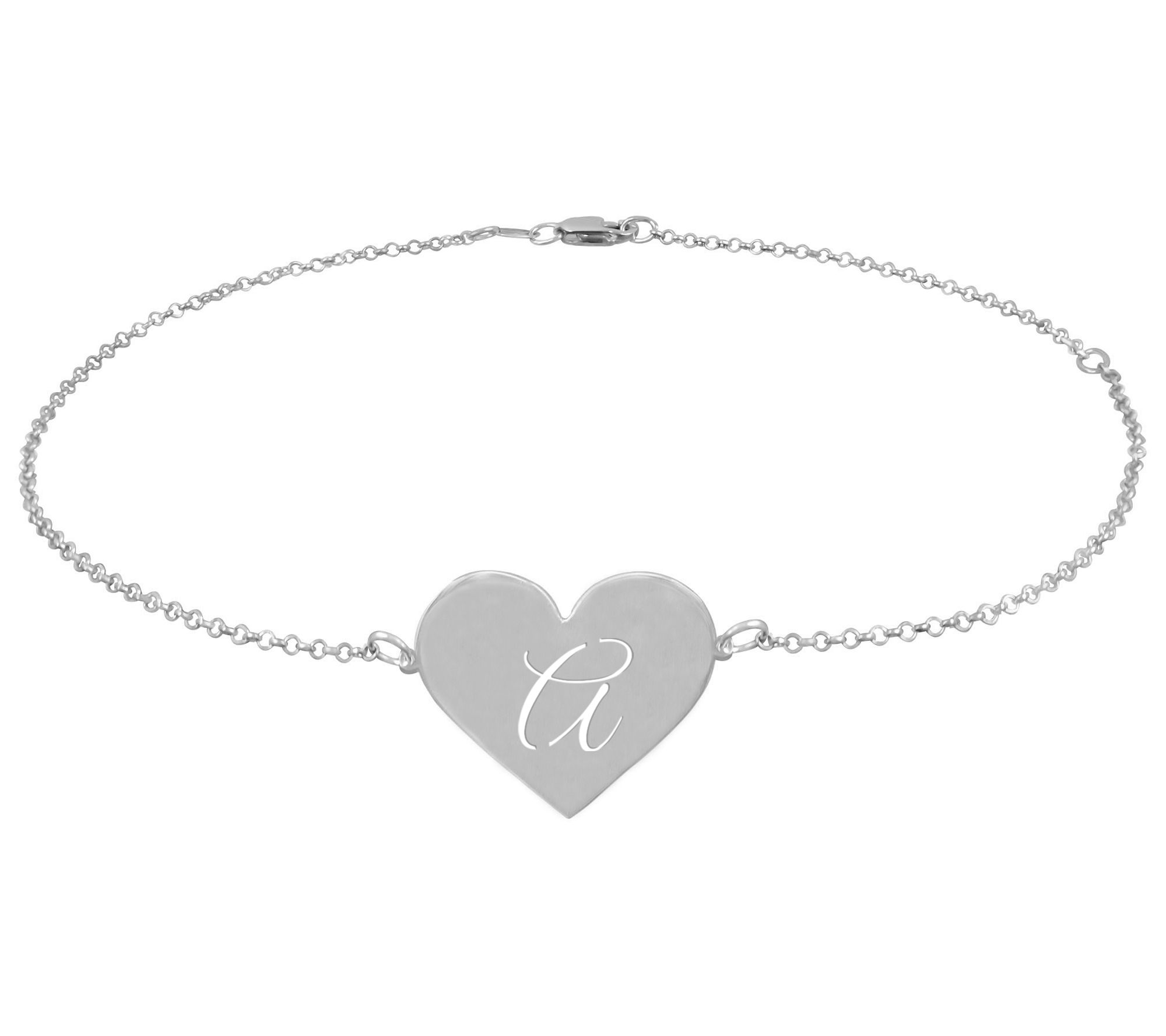 Personalized Sterling Silver Initial Heart Ankle Bracelet