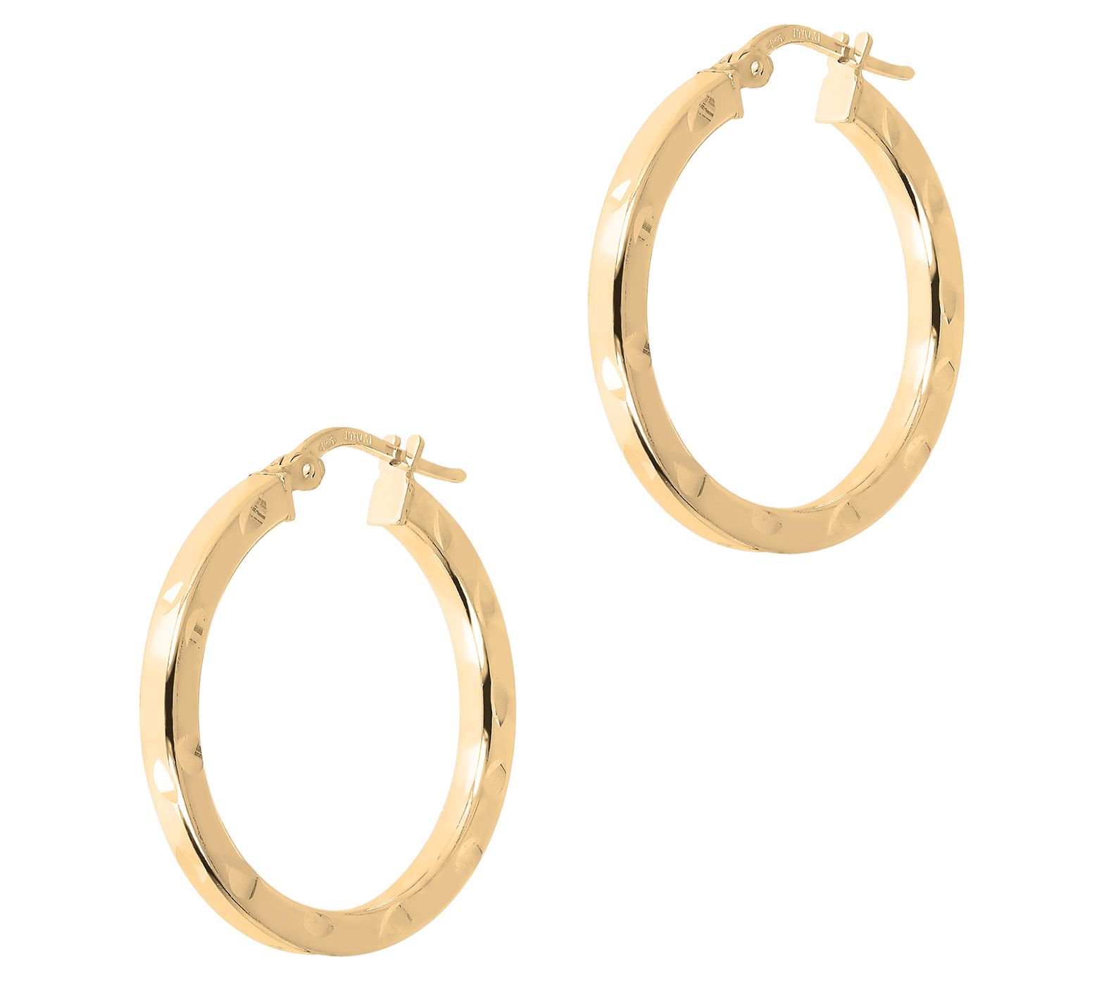 Veronese 18K Clad Diamond Cut 1" Round Hoop Earrings