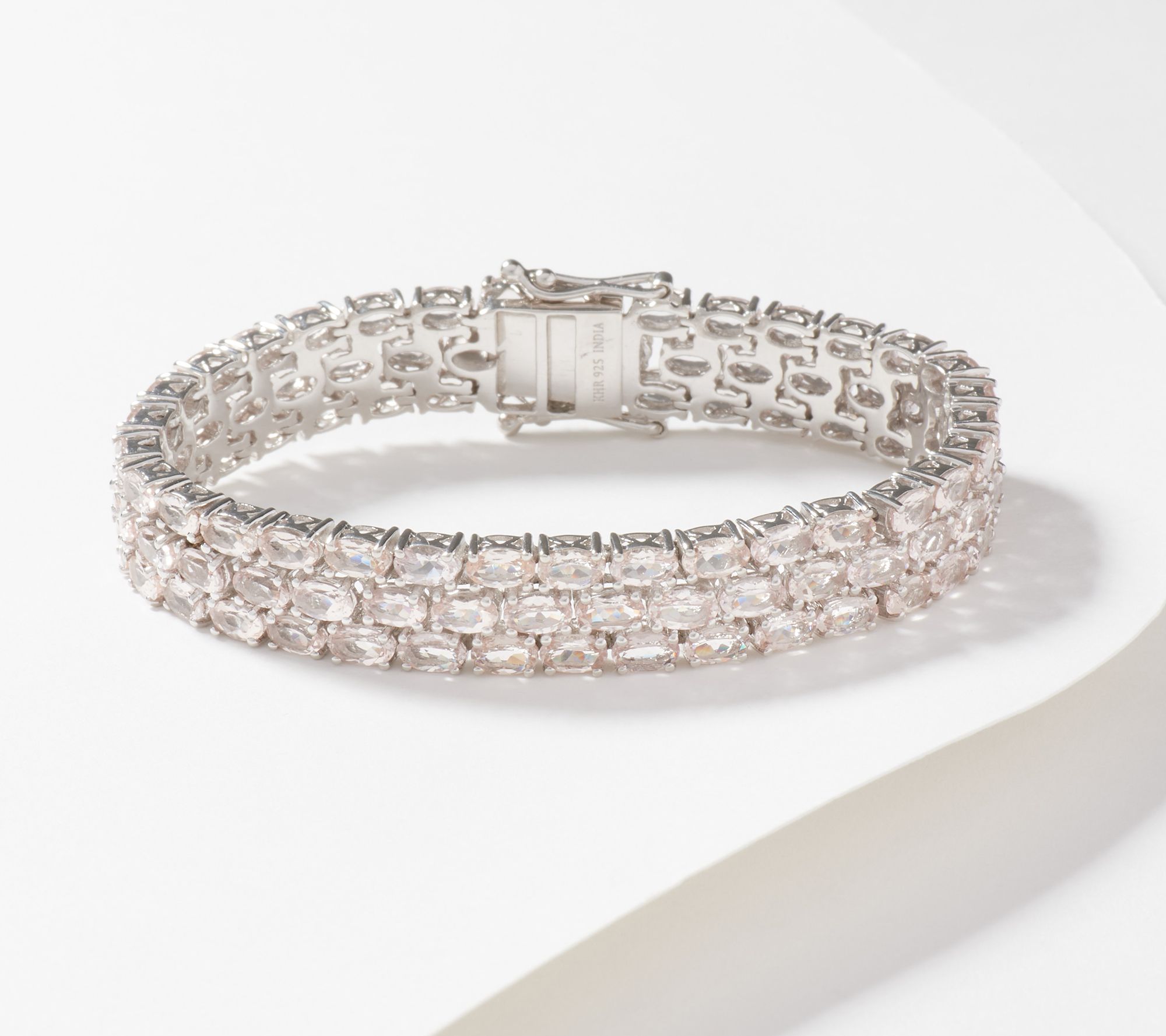 "As Is" Affinity Gems 3-Row Oval Cut Gemstone Tennis Bracelet, Sterl